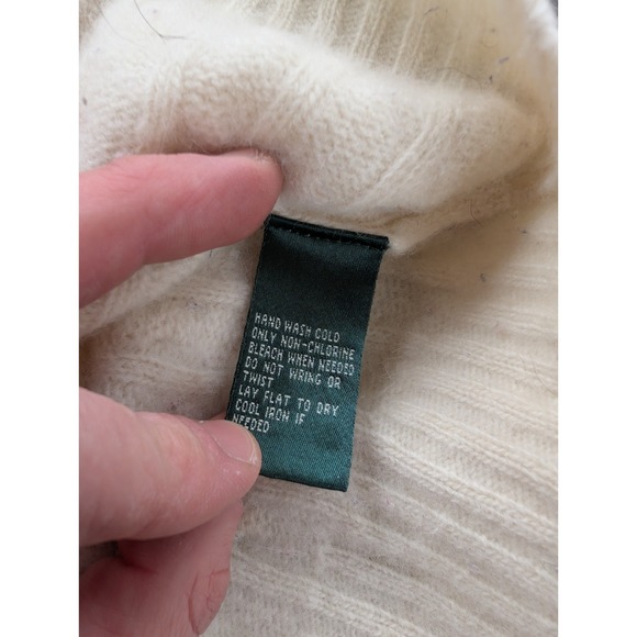 Lauren Ralph Lauren Wool Sweater Womens Large Merino Angora Cable Knit White - Picture 6 of 7